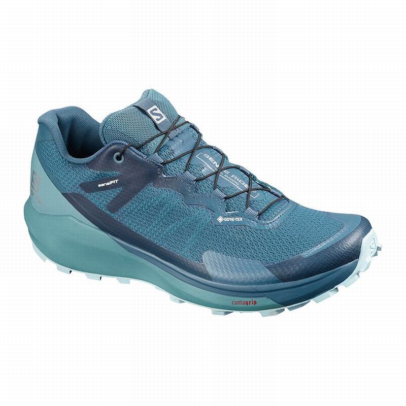 Salomon Singapore Womens Running Shoes - SENSE RIDE 3 GTX INVIS. FIT W Turquoise/Blue | 91846-ZCGF